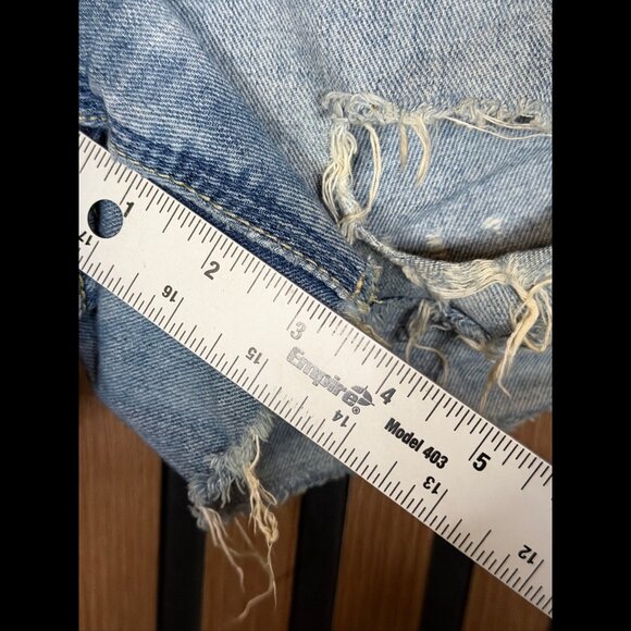 Free People Jean Shorts 31 Womens Blue Distressed Cut Off Denim 3.5” Inseam - Picture 5 of 7